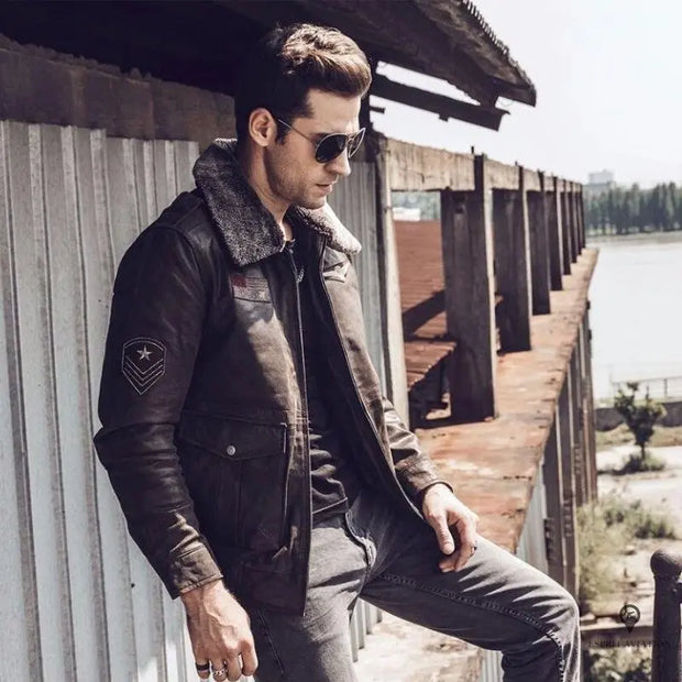 Veste Aviateur Homme Peau De Vache Retournée Esprit-Aviation