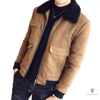 Veste Aviateur Homme<br/> Bomber Beige Esprit-Aviation