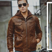 Veste Aviateur Homme<br/> Capuche Cuir Esprit-Aviation