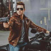 Veste Aviateur Homme<br/> Capuche Cuir Esprit-Aviation