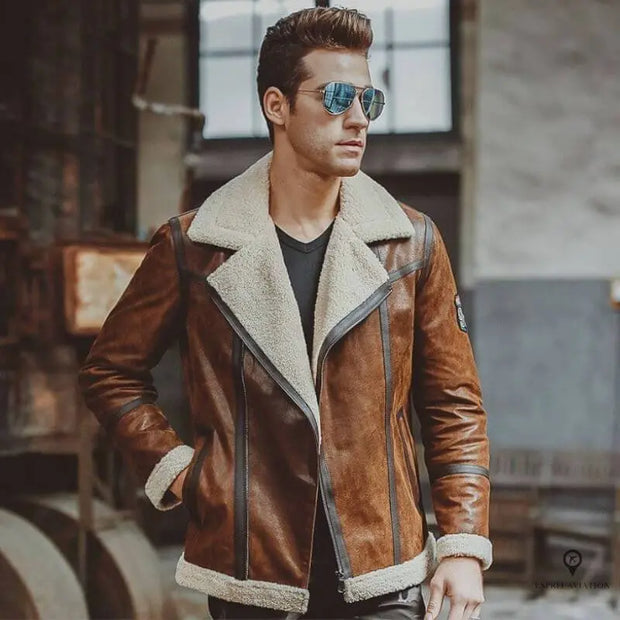 Veste Aviateur Homme Fausse Fourrure Esprit Aviation Esprit