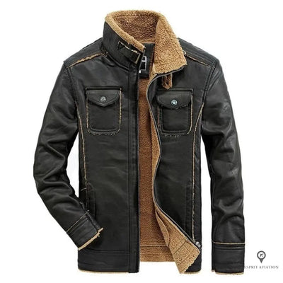 Veste Aviateur Homme<br/> Laine Et Simili Cuir Esprit-Aviation