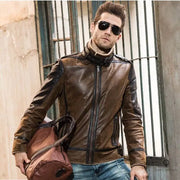 Veste Aviateur Homme<br> Cuir de Porc Marron Esprit-Aviation