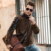 Veste Aviateur Homme<br> Cuir de Porc Marron Esprit-Aviation