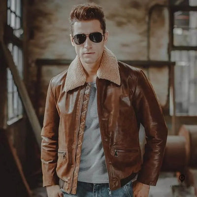 Veste Aviateur Marron Homme Esprit-Aviation