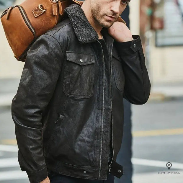 Veste Aviateur Noire Esprit-Aviation