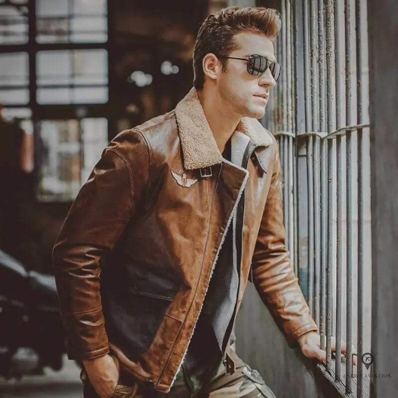 Veste Aviateur Hiver en Cuir Homme Esprit Aviation Esprit Aviation
