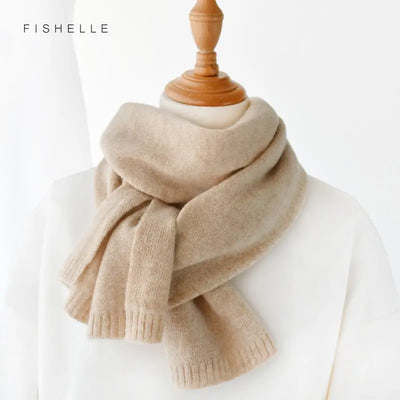 luxury cashmere scarves Beige women and men winter knitted scarf adults warm long wool ladies scarves solid color Esprit-Aviation